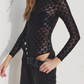 Checkered Mesh - Black Long Sleeve Bodysuit