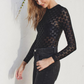 Checkered Mesh - Black Long Sleeve Bodysuit