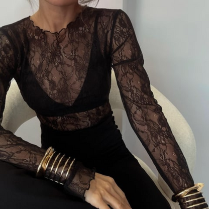 Long Sleeves Lace Blouse