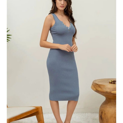 Vestido midi ajustado de canalé